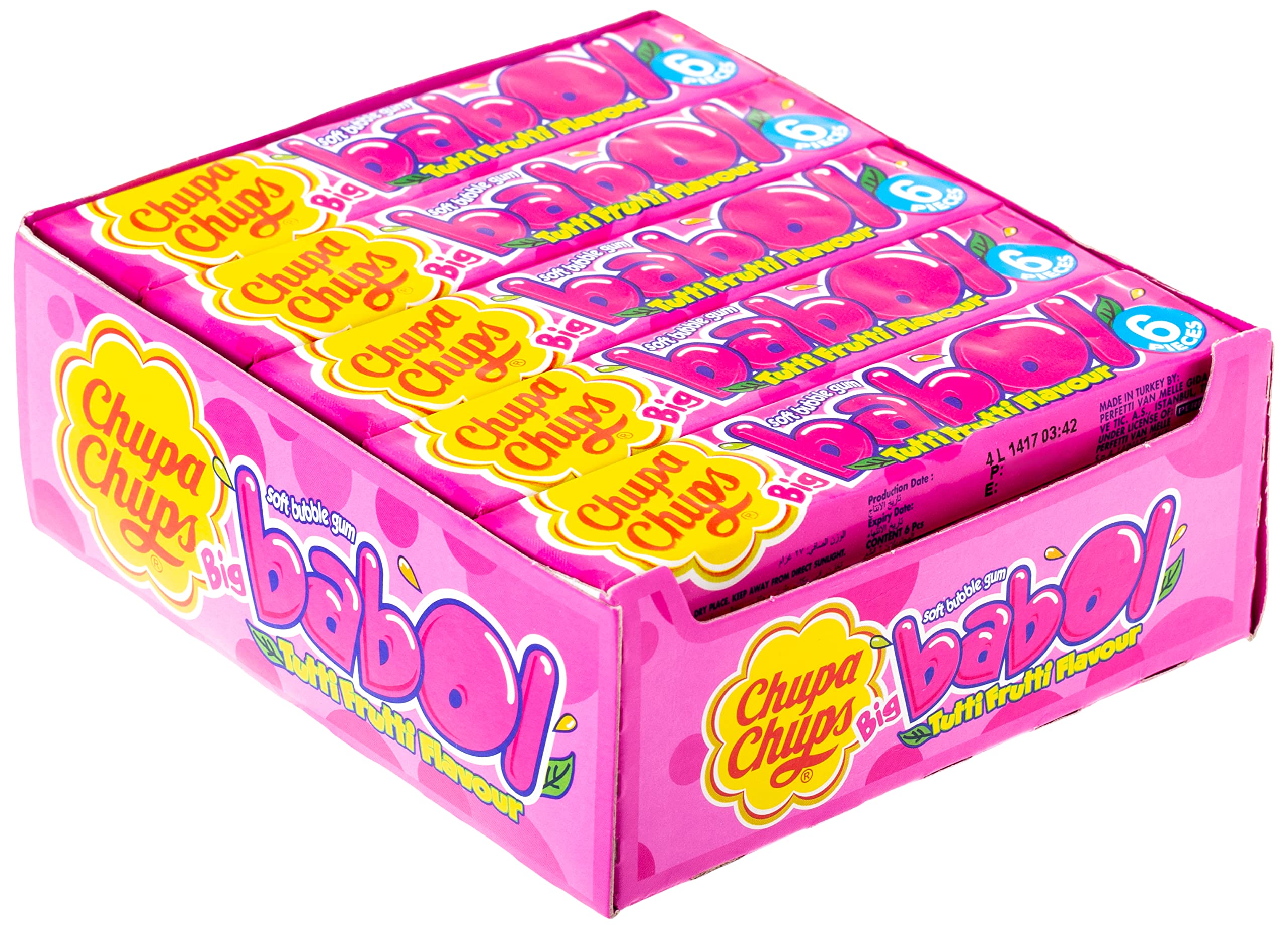 Chupa Chups Tutti Fruiti. Flavour Big Babol Soft Bubble Gum, 20 X